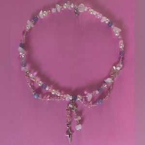 pink & purple beaded charm necklace 💜